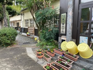 熊ケ畑小学校で世代間交流餅つき大会